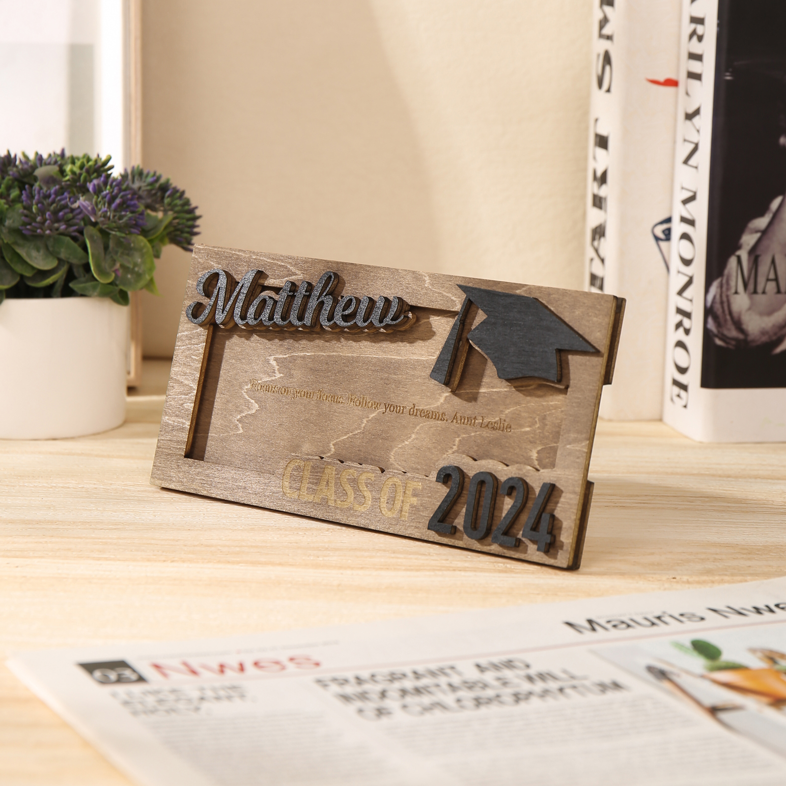 Class of 2024 Personalised Graduation Cash Clip Custom Name & Text Cash Box Creative Gifts for Her/Him-Jessemade AU