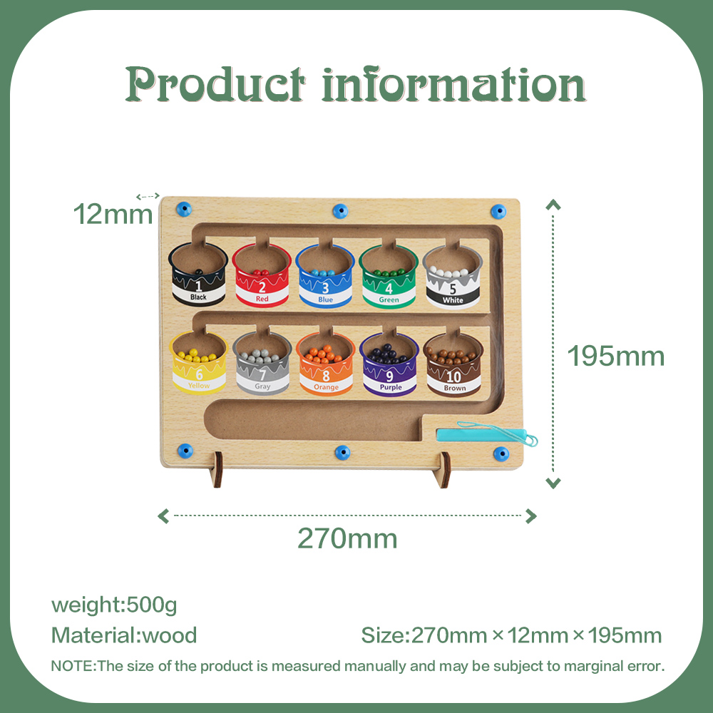 Magnet Maze Toy Wooden Magnetic Counting Board Set With Math Pen Number & Colour Maze Game Educational Toy Gift for Boys Girls-Jessemade AU
