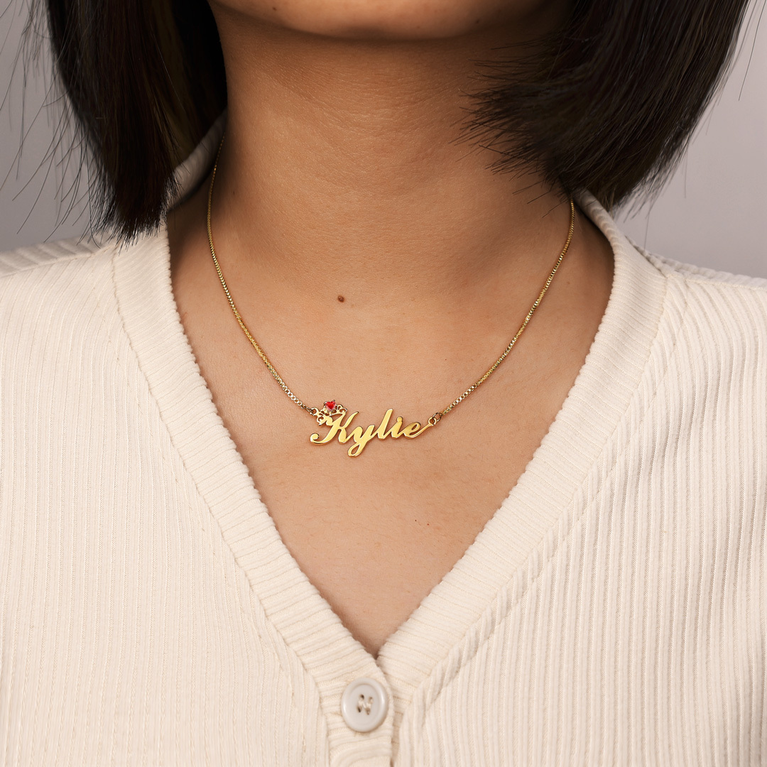 Personalised Necklace With Birthstone Custom 1 Name Necklace Gift For Her-Jessemade AU