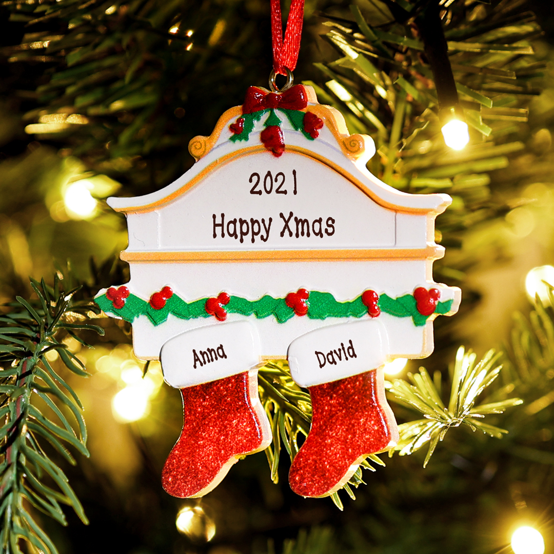 Personalised Red Stockings Ornament Custom 2 Names Gifts for Family-Jessemade AU