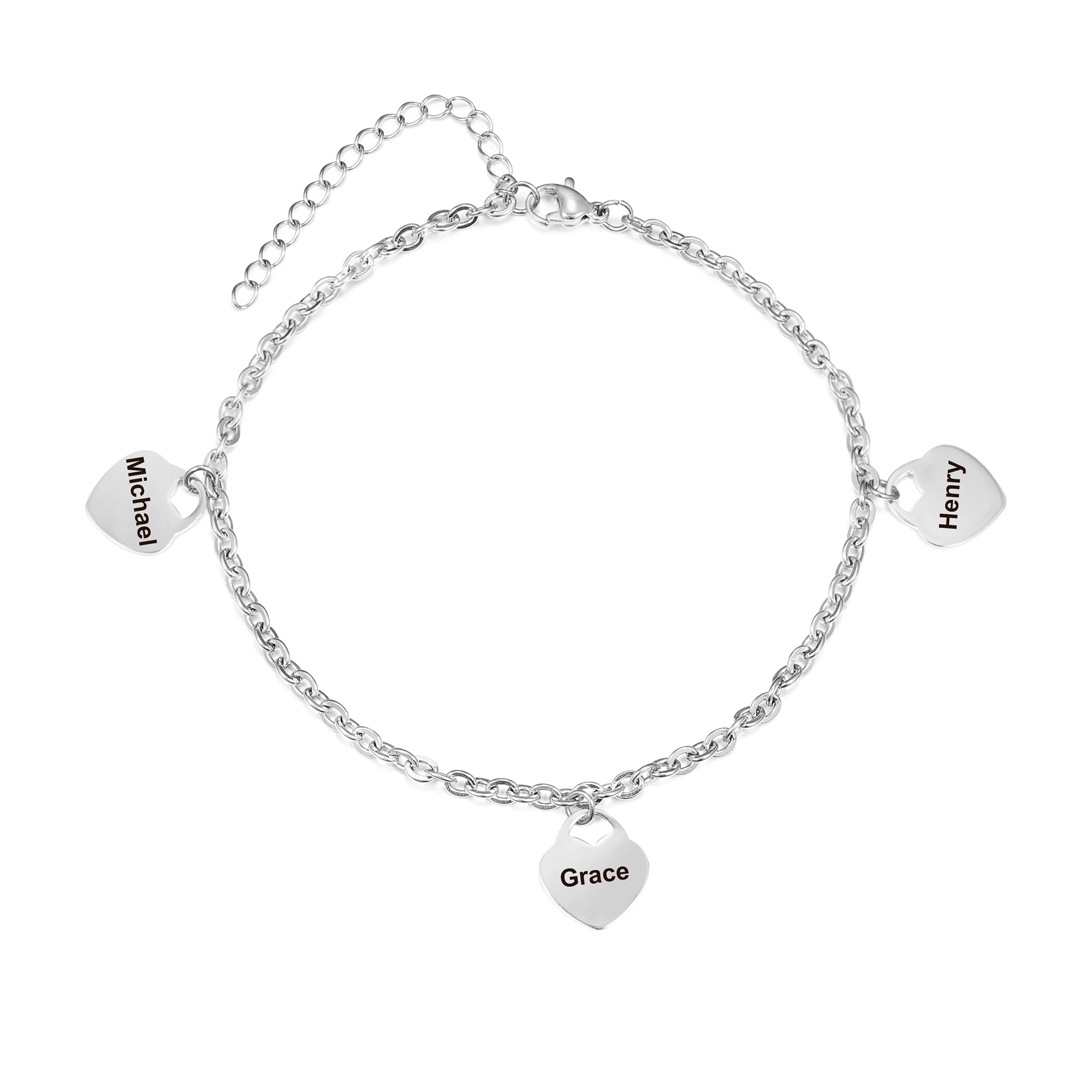 Personalised Heart Anklet With 3 Names For Her-Jessemade AU
