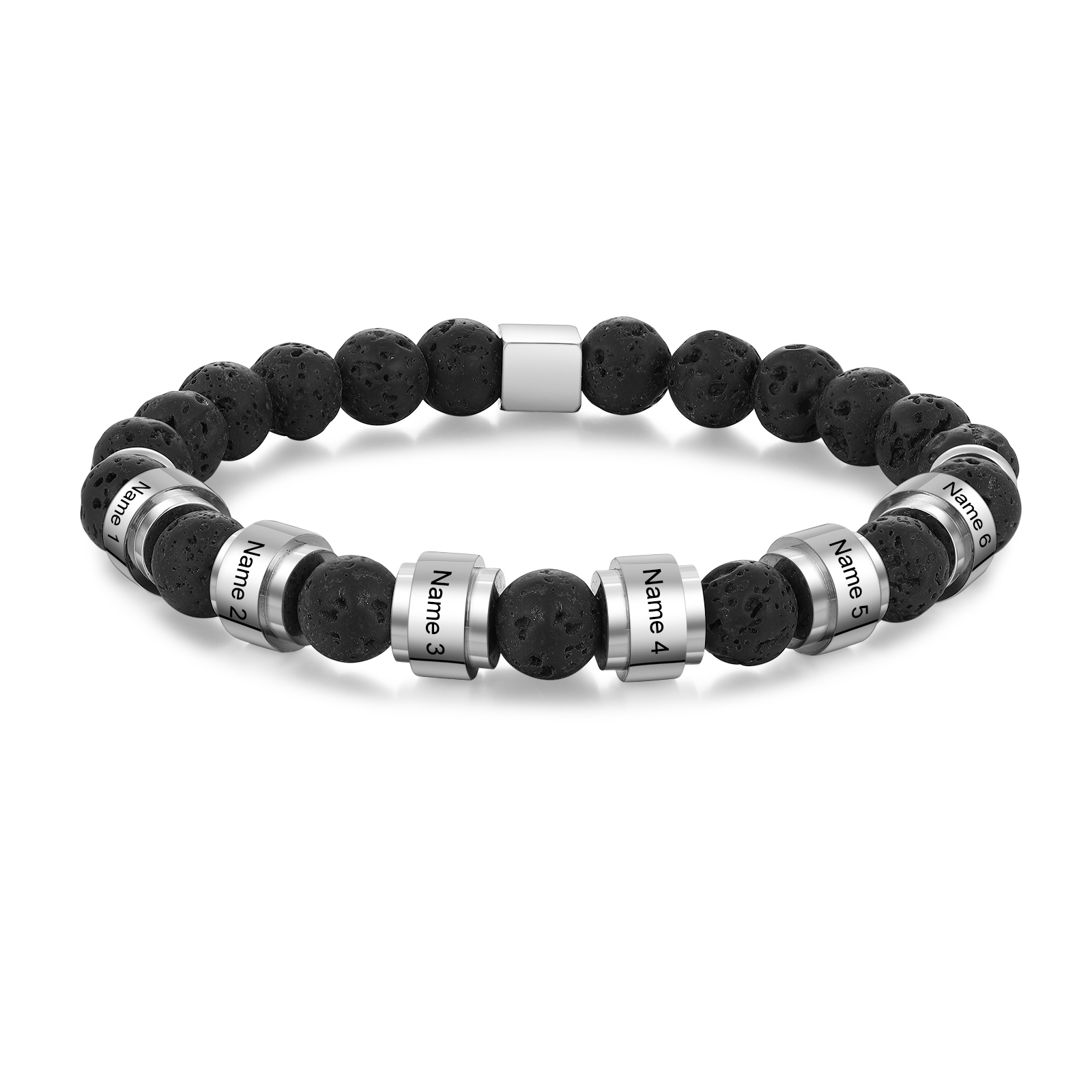 Personalised Lava Rock Bracelet with 6 Names Men's Bracelet Gifts For Him-Jessemade AU