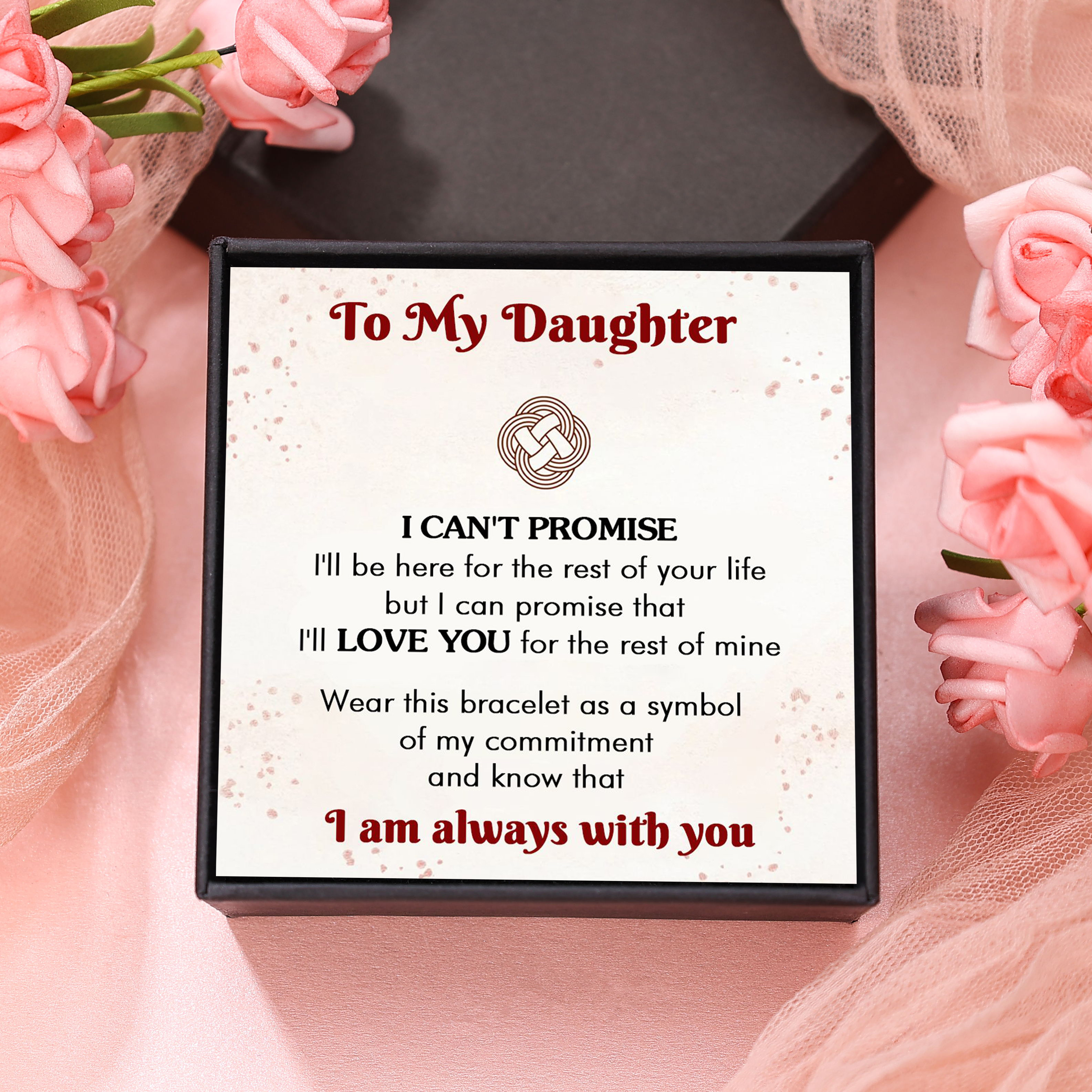 To My Daughter Love Knot Bracelet Adjustable Bracelet Gifts for Her - I Can Promise That I'll Love You For The Rest Of Mine-Jessemade AU