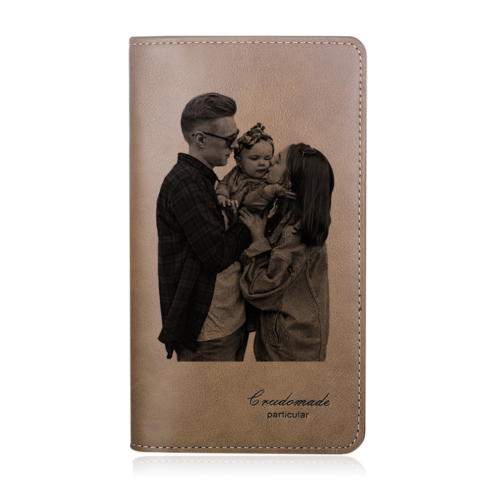 Personalised Leather Wallet Engraved Photo Long Purse Gifts For Men-Jessemade AU