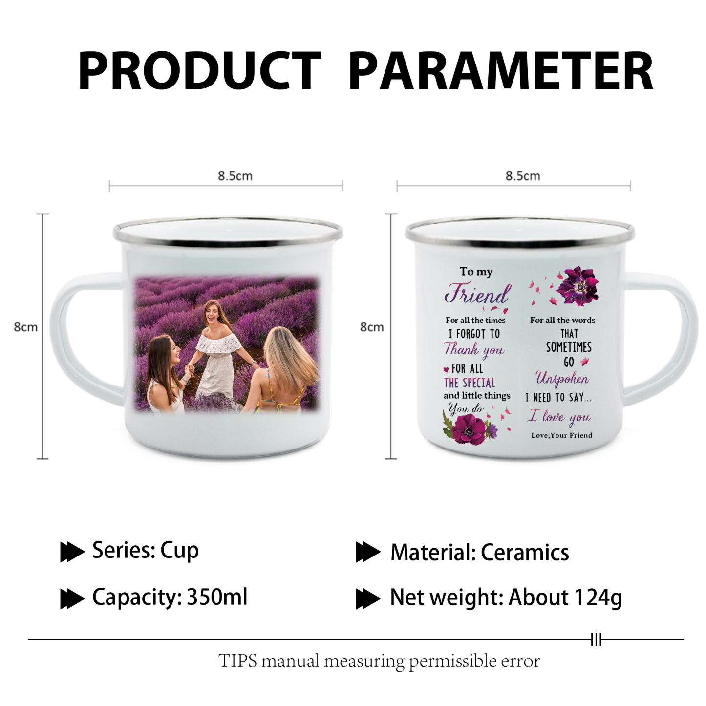 To My Friend Photo Mug Enamel Violets Cup Personalised Gifts for Friends - For All The Times I Forgot To Thank You-Jessemade AU