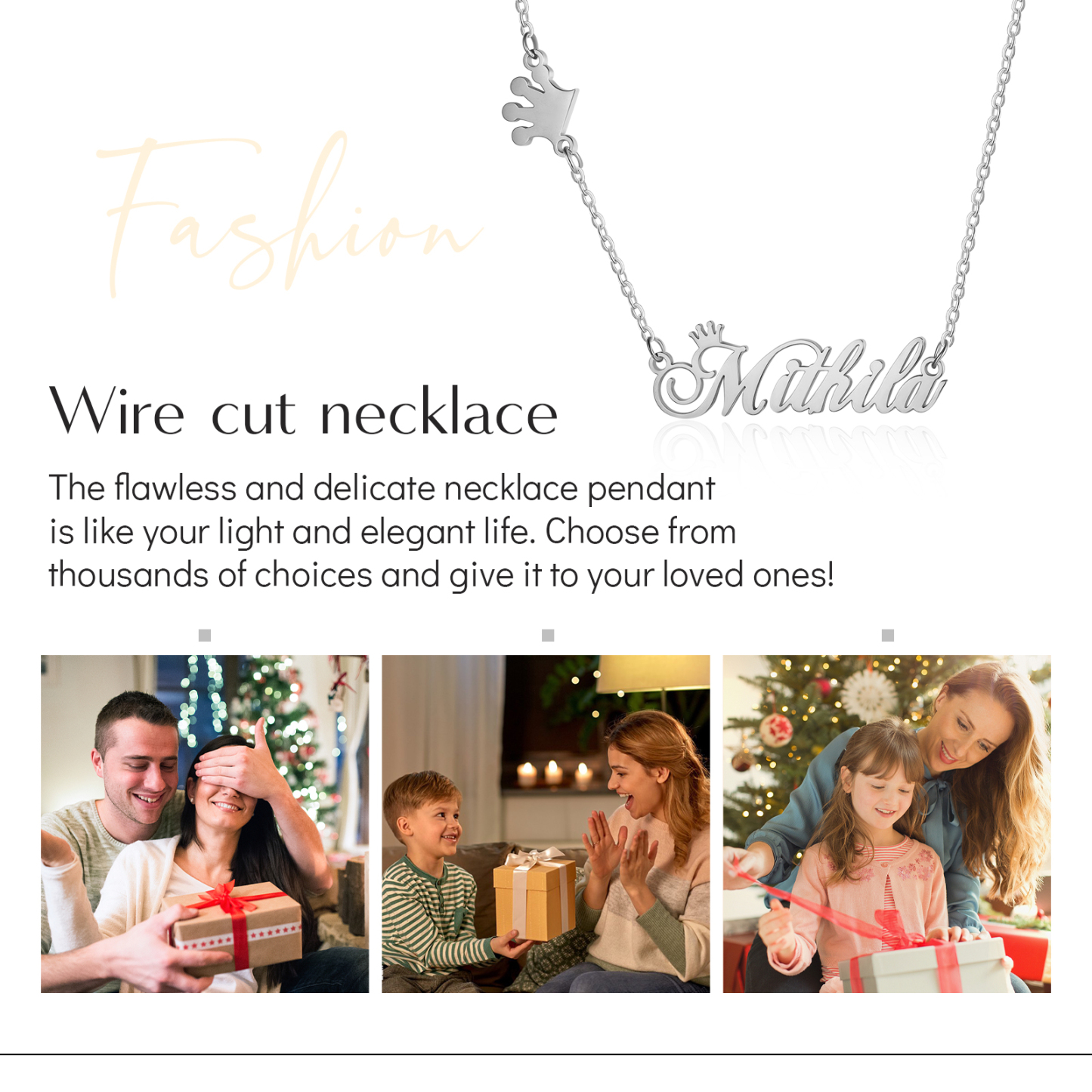 Personalised Crown Necklace Custom 1 Name Necklace Classic Jewelry Gift For Her-Jessemade AU