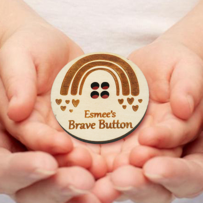 Children Brave Buttons Rainbow Heart Buttons Custom A Name Back to School Gifts for Kids-Jessemade AU
