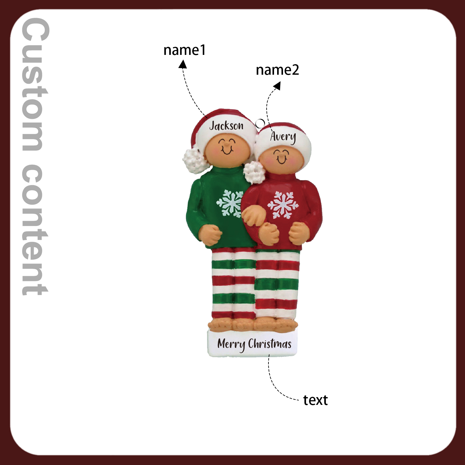 2 Names - Personalised Christmas Ornaments Custom Text Wooden Xmas Ornaments Gifts for Family Friends-Jessemade AU