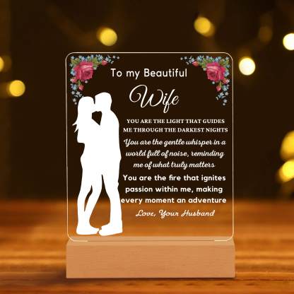 To My Beautiful Wife Night Light "You Are The Light That Guides Me Through The Darkest Nights" LED Lamp Romantic Gifts-Jessemade AU