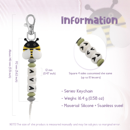 Personalised Name Keychain Custom Name Bee Keychain for kids-Jessemade AU