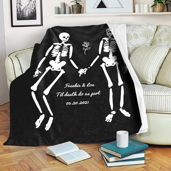 "Till Death Do Us Apart" Halloween Blanket Personalised Blanket Couple Blanket-Jessemade AU