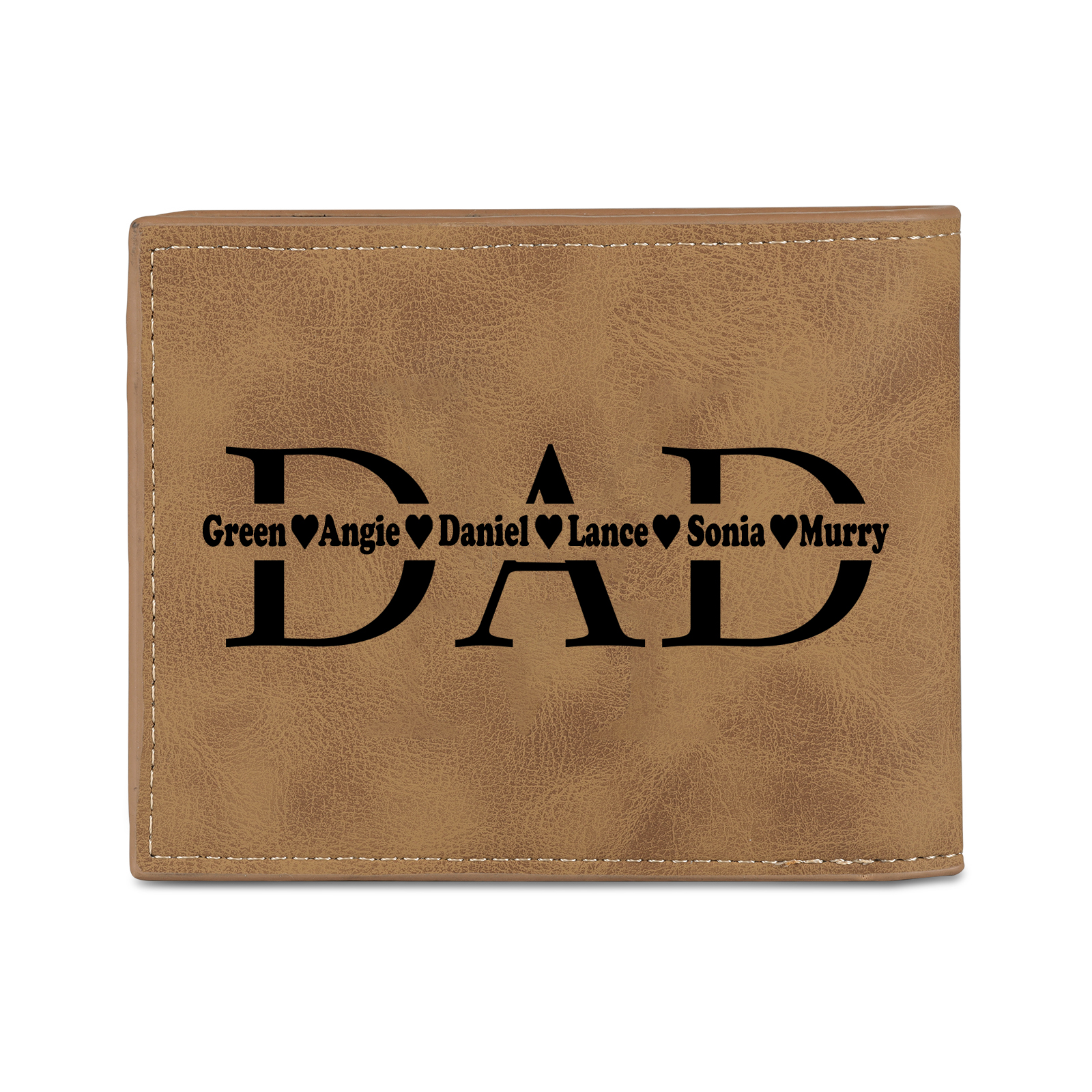 6 Names - Custom Photo & Text & Name Wallet Personalised Men's Leather Folding Wallet Gifts for Dad-Jessemade AU