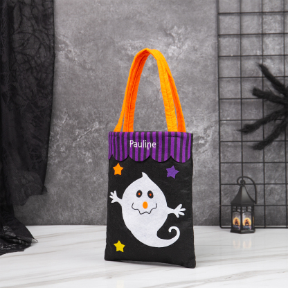 Personalised Halloween Tote Bags Custom 1 Name Tote Bag Halloween Candy Bag for Kids-Jessemade AU