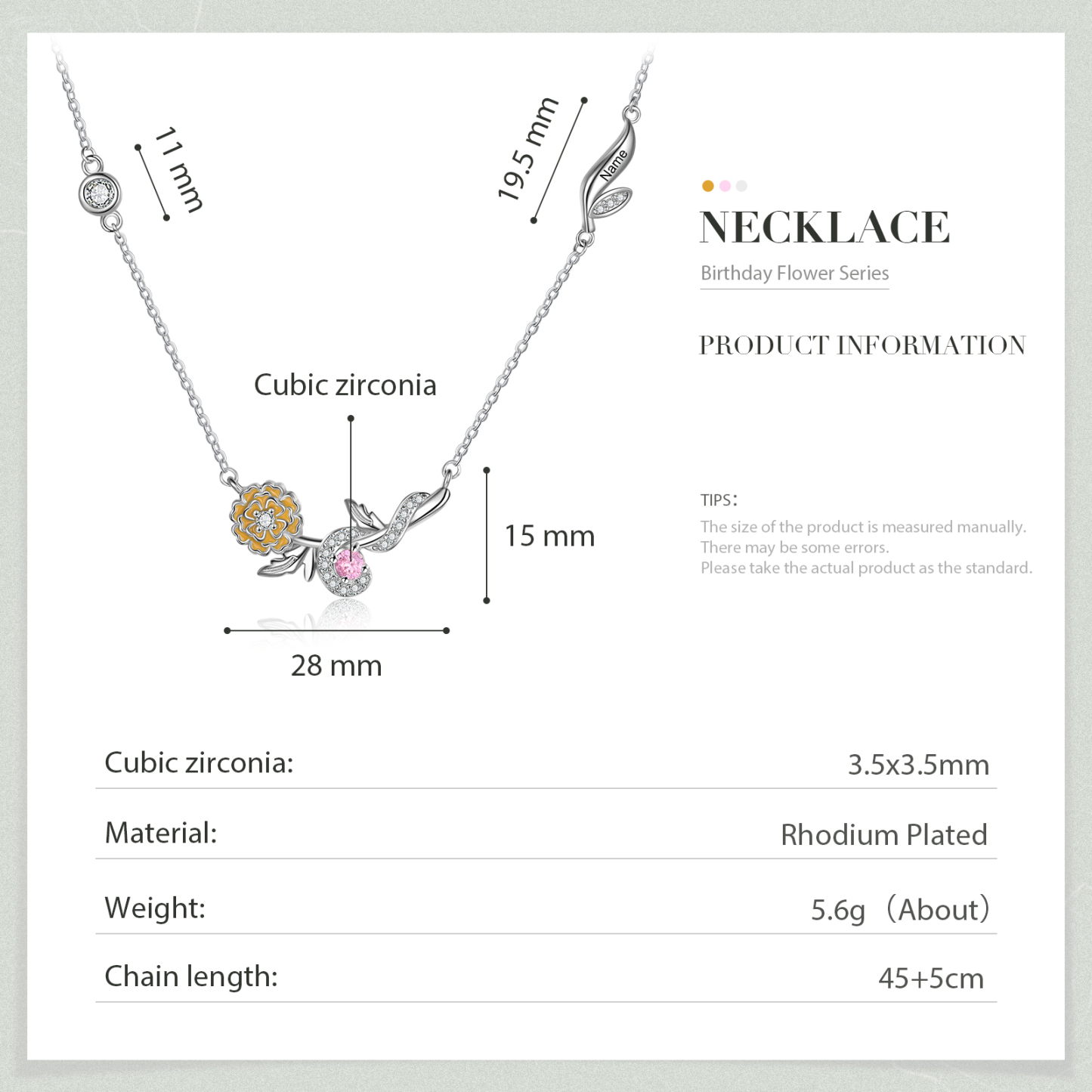 Personalised October Birthflower Necklace With Birthstone Best Gift For Her-Jessemade AU