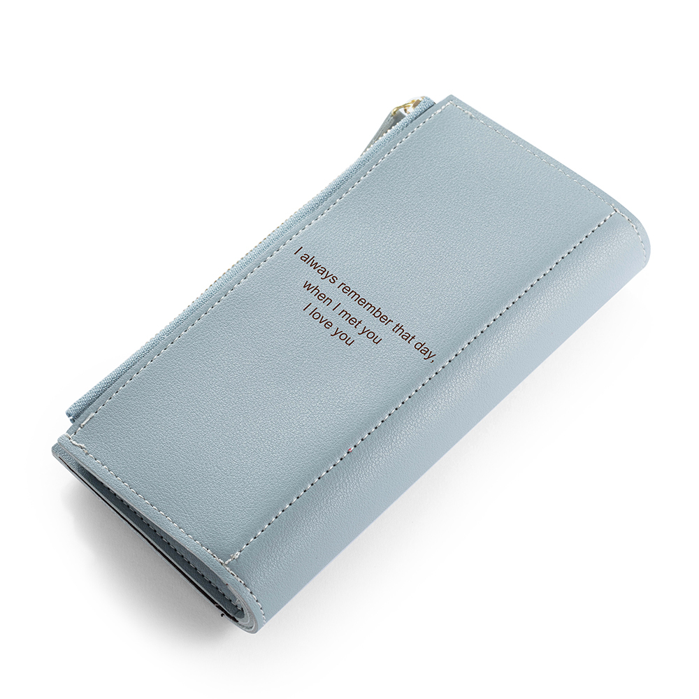 Blue Personalised Leather Wallet Engraved Photo Long Purse Gifts For Women-Jessemade AU
