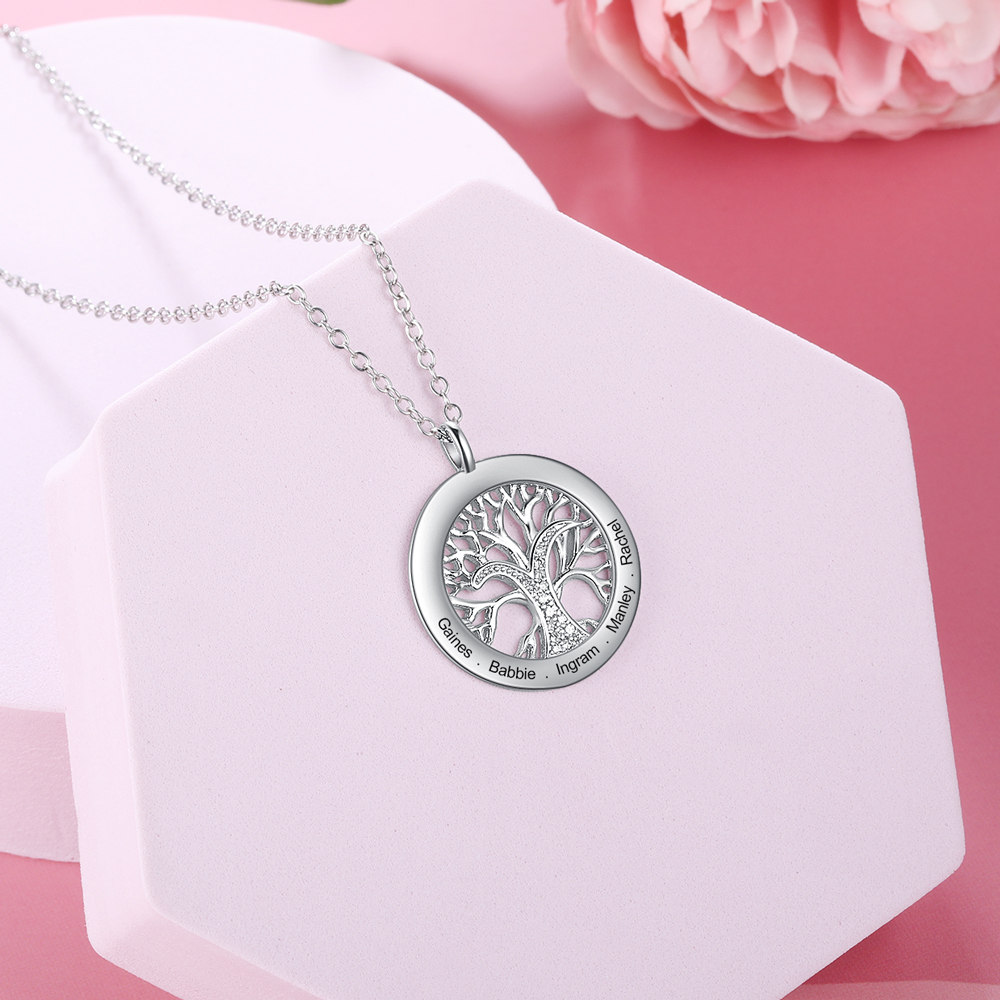 Personalised Family Tree Necklace Custom 5 Names Necklace Gifts For Her-Jessemade AU