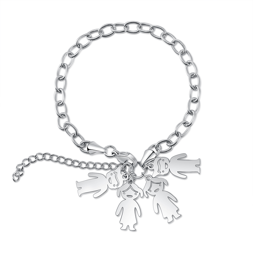 Personalised 4 Kids Charm Bracelet Engraved Names Gift For Mother-Jessemade AU