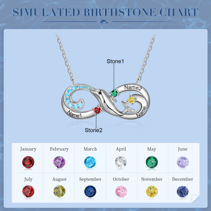 Personalised Infinite Dolphin Necklace With 3 Birthstones Custom Names Best Gift For Her-Jessemade AU