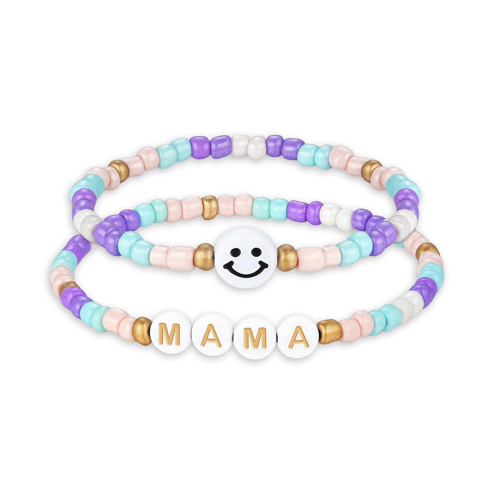2 Pcs Bracelet Set Mama Beaded Bracelets with Message Card Gifts for Her - The Love Between Mother And Daughter Is Forever-Jessemade AU