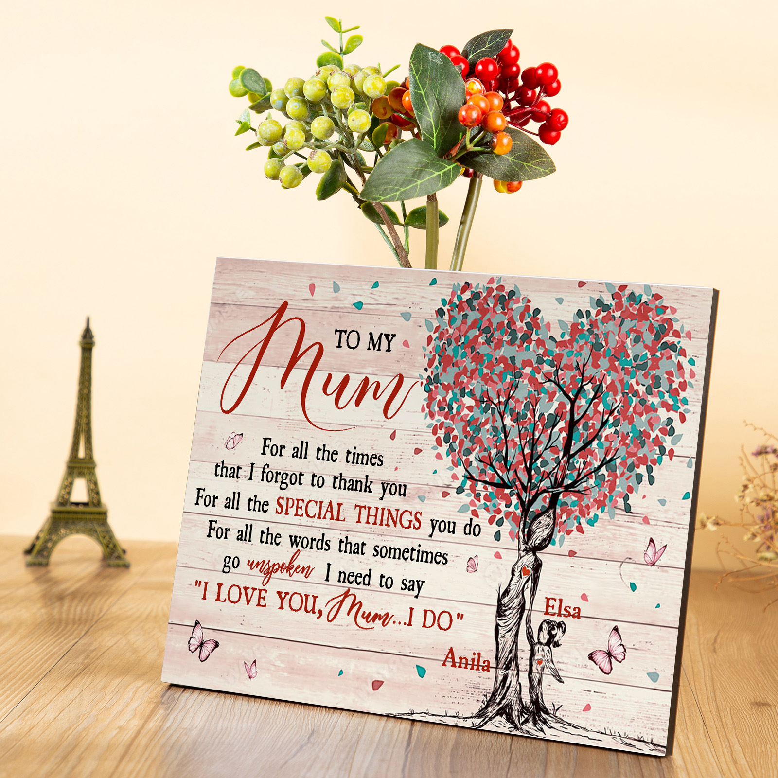 Personalised 2 Names Wooden Plaque Home Decoration Gifts for Mom/Mum - For All The Times That I Forgot To Thank You-Jessemade AU
