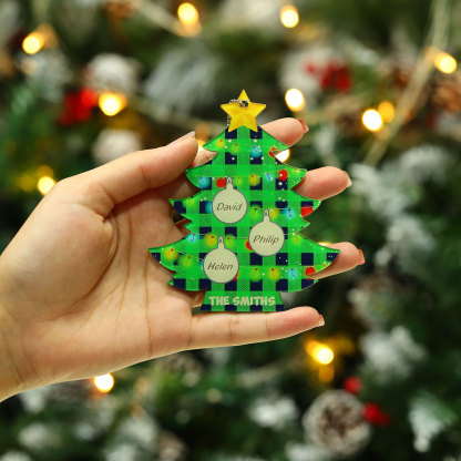 3 Names - Personalised Acrylic Christmas Tree Ornaments Customised Text & Name Xmas Pendant Gifts for Family Friends-Jessemade AU