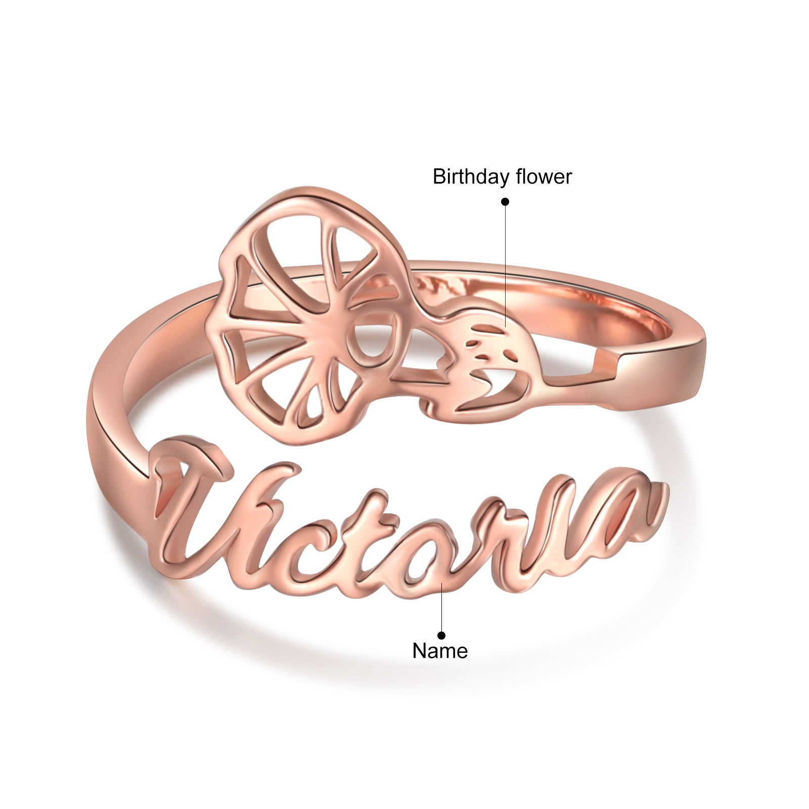 Personalised September Birth Flower Ring With Name Gifts For Her-Jessemade AU