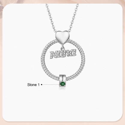 1 Name - Personalised Nana Necklace Custom Names & Birthstones Circle Pendant Necklace Gift for Grandma Nana-Jessemade AU