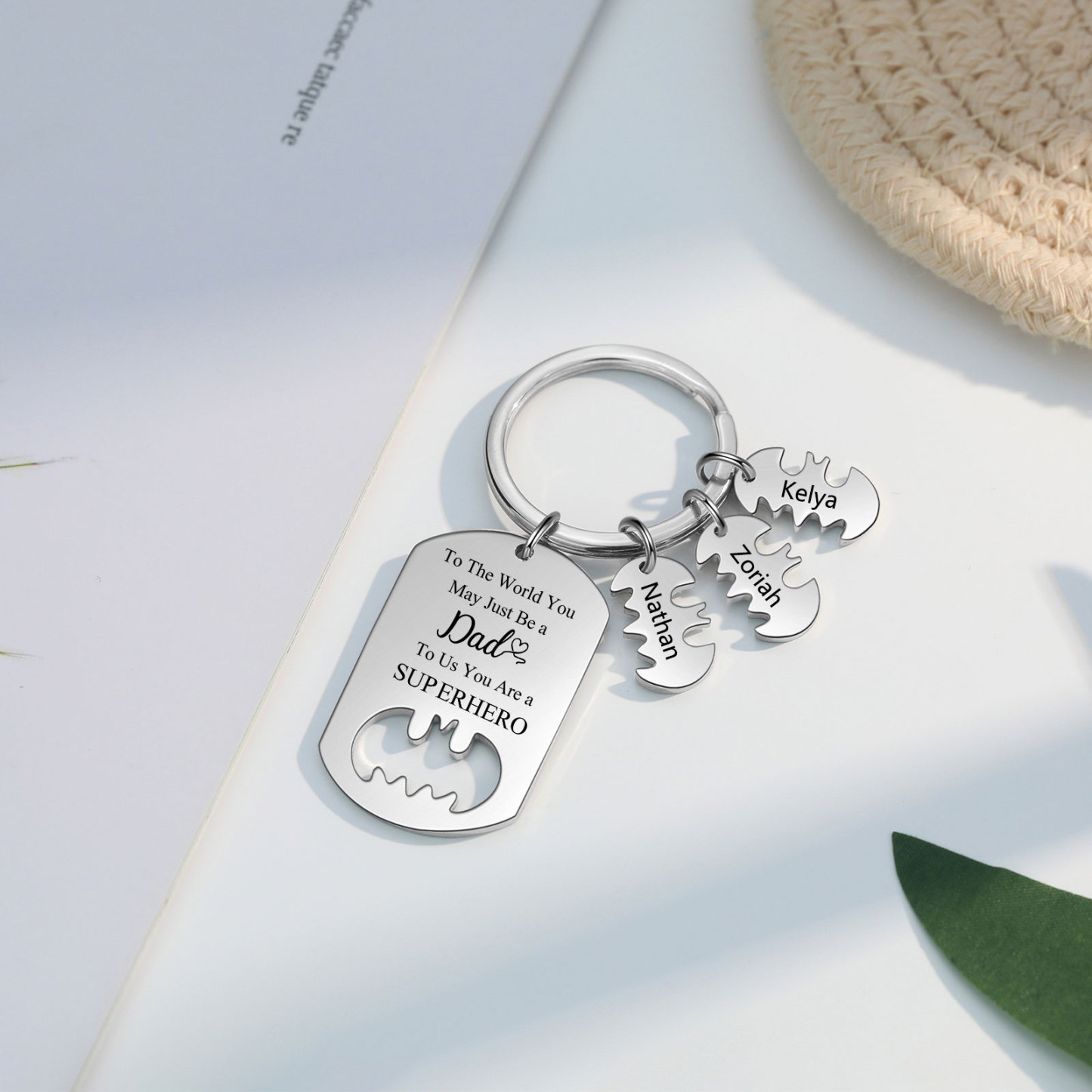 You Are A Superhero Keychain Personalised 3 Names Bat Keychain Engraved Gift for Dad/Grandpa/Grandad/Mom/Mum-Jessemade AU