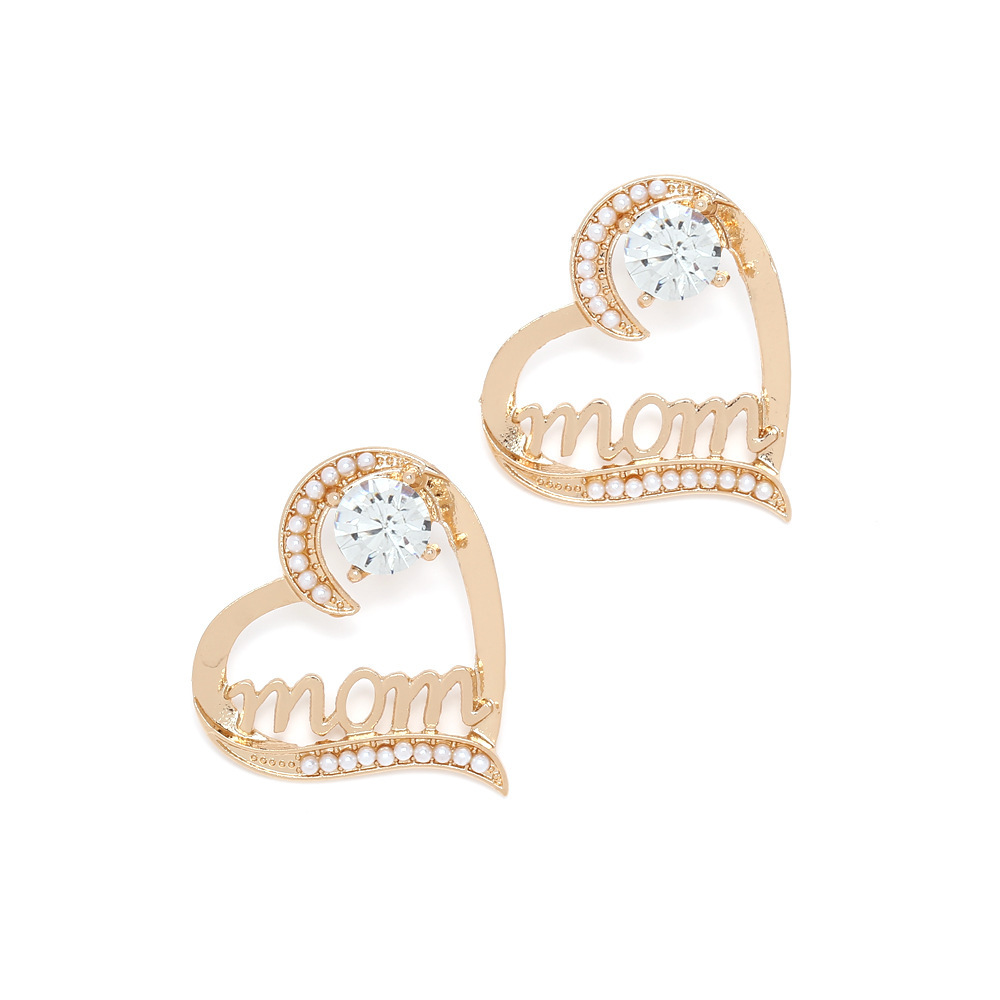 Mom Earrings Diamond Cute Earrings Zinc Alloy Gift for Mother-Jessemade AU