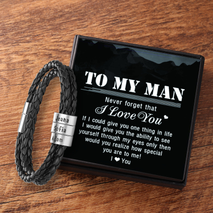 Men Braided Leather Bracelets with 1 Bead Bracelet Gifts for Him-Jessemade AU