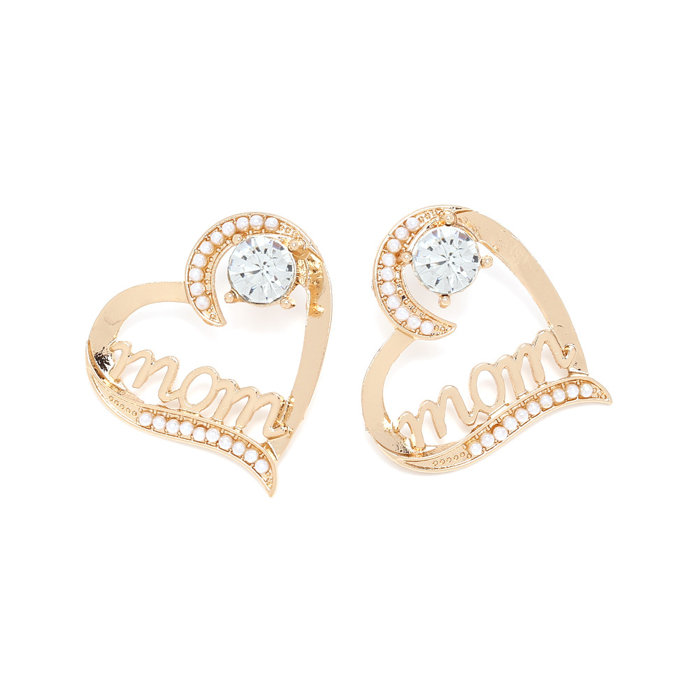 Mom Earrings Diamond Cute Earrings Zinc Alloy Gift for Mother-Jessemade AU
