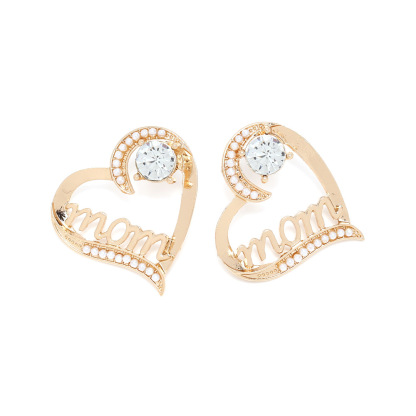 Mom Earrings Diamond Cute Earrings Zinc Alloy Gift for Mother-Jessemade AU