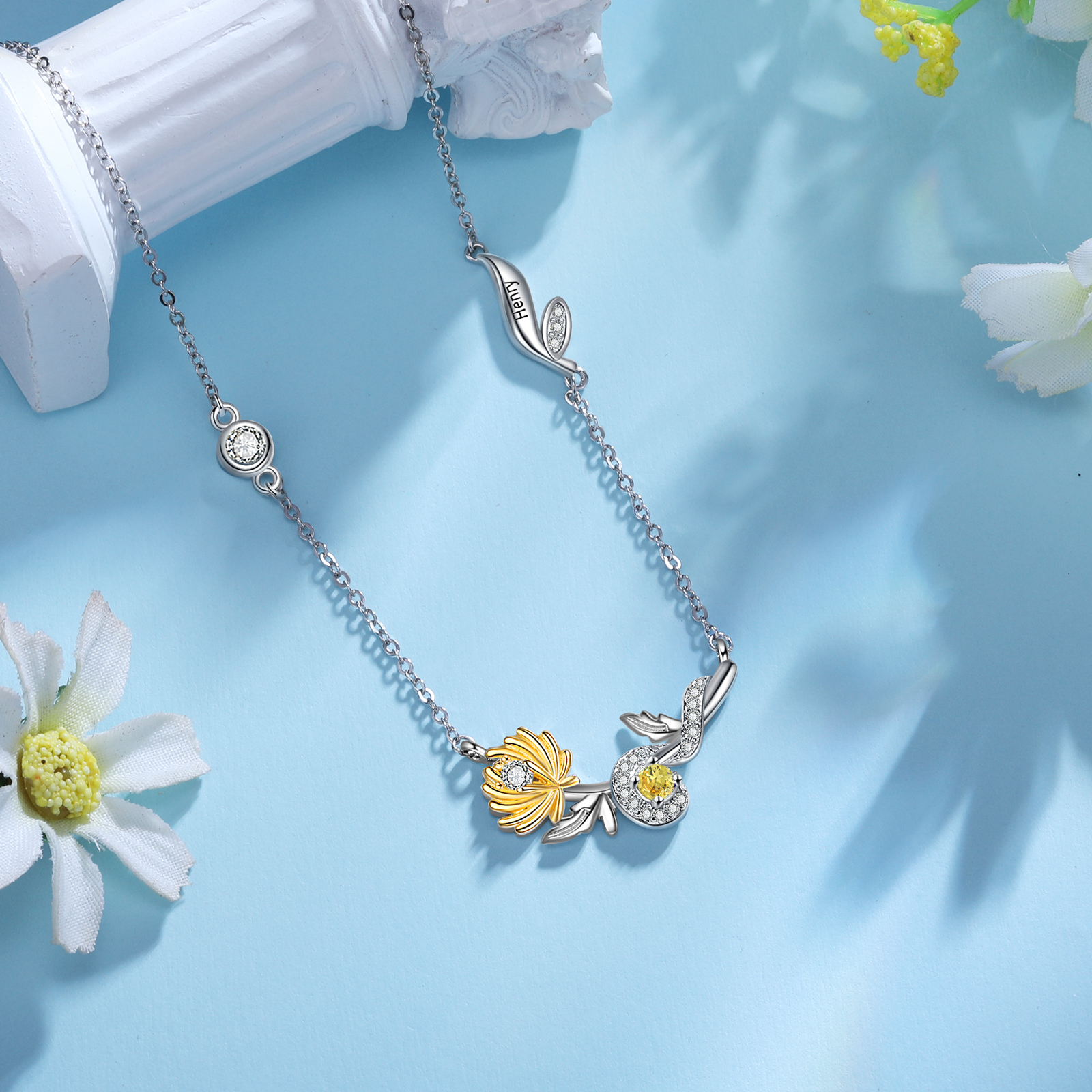 Personalised November Birthflower Necklace With Birthstone Best Gift For Her-Jessemade AU