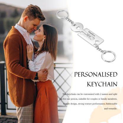 Personalised Couple Keychain Set Customised 2 Names Keyring Stainless Steel Keychains Gifts for Him/Her-Jessemade AU
