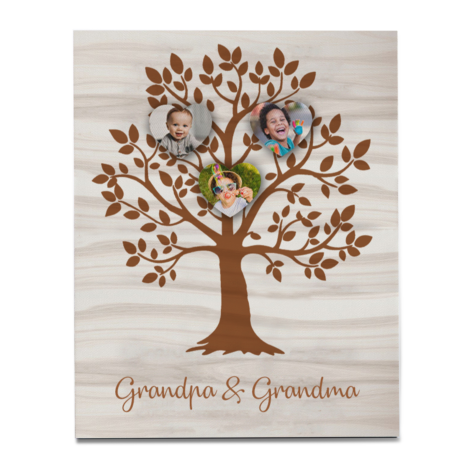 Personalised Photo Family Tree Wood Signs Engrave 3 Photos Frame-Jessemade AU
