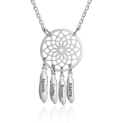 Personalised Dream Catcher Necklace Engraved 4 Names Gift For Women-Jessemade AU