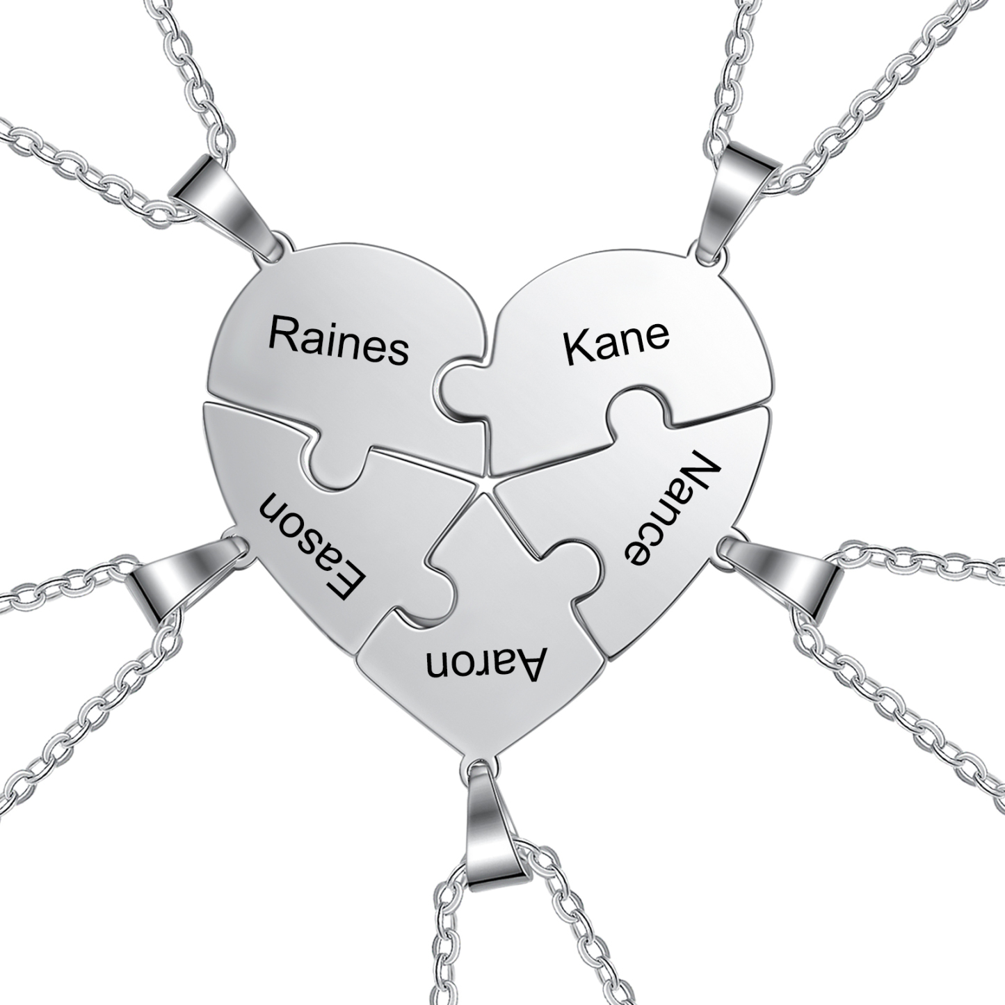 Personalised Heart Puzzle Necklace With 5 Names Gifts For Her-Jessemade AU