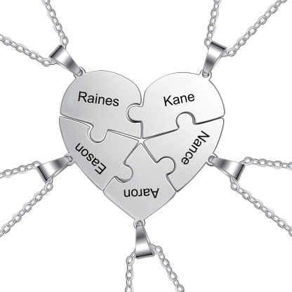 Personalised Heart Puzzle Necklace With 5 Names Gifts For Her-Jessemade AU