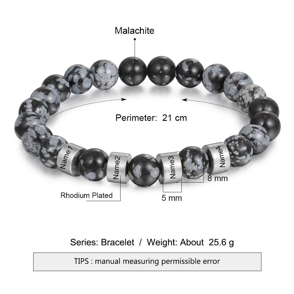 Father'day Grey Tiger Eye Men's 4 Names Bracelet-Jessemade AU