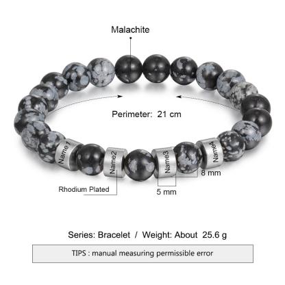 Father'day Grey Tiger Eye Men's 4 Names Bracelet-Jessemade AU