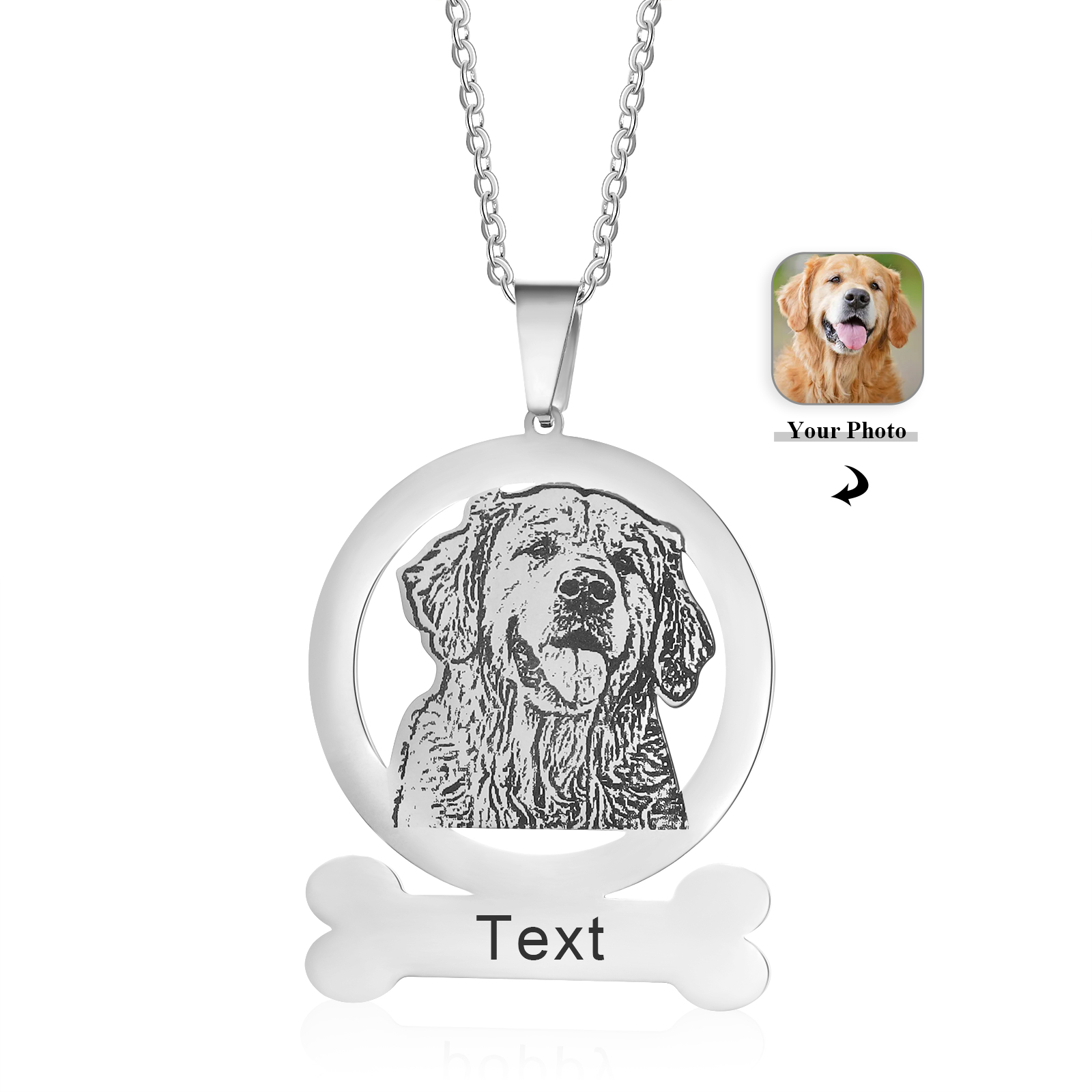 Pet Personalised Photo & Text Necklace Custom Dog Pendant Necklace Gifts for Her-Jessemade AU