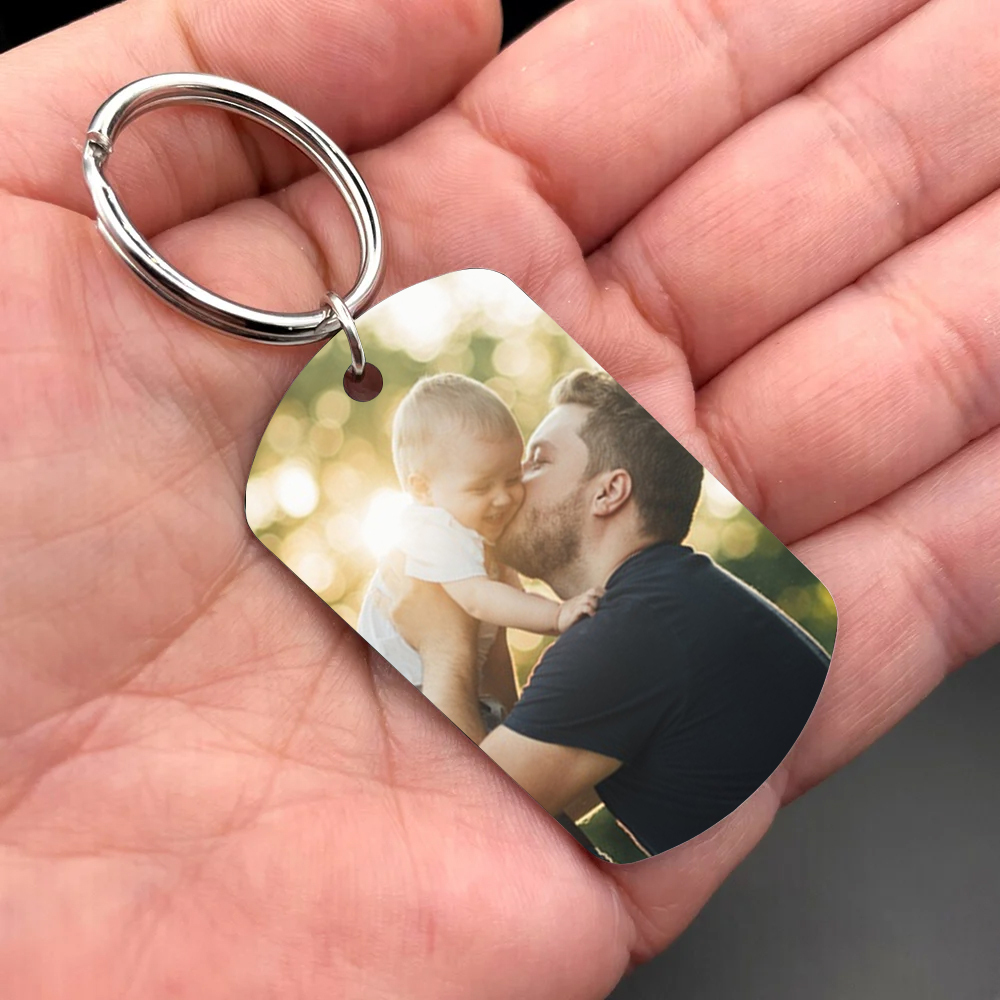 Personalised Photo Keychain Custom Name Father Keychain - My favourite Superhero Is My Daddy-Jessemade AU
