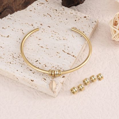 6 Beads Bracelet with a leaf-Jessemade AU