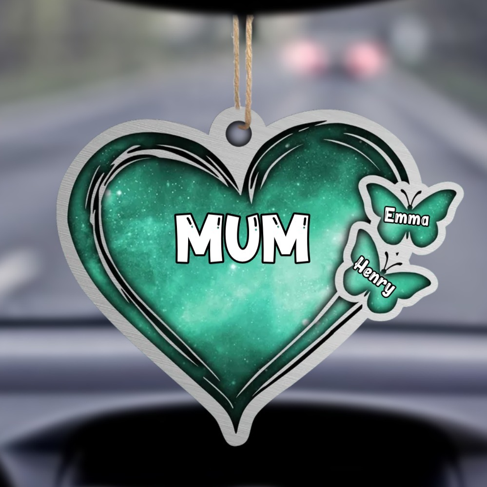 Multi Colors Personalised Acrylic Ornament Sparkling Heart Butterfly Ornament Customised Name Gift for Grandma Mother-Jessemade AU
