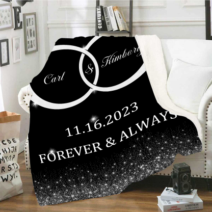 Personalised Couple Blanket Customised 2 Names & Date Blanket Ring Valentine's Day Anniversary Gift for Couples-Jessemade AU