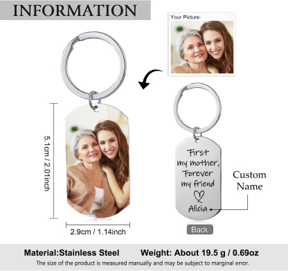 Personalised Mother Photo Keychain First My Mother Forever My Friend Keyring-Jessemade AU