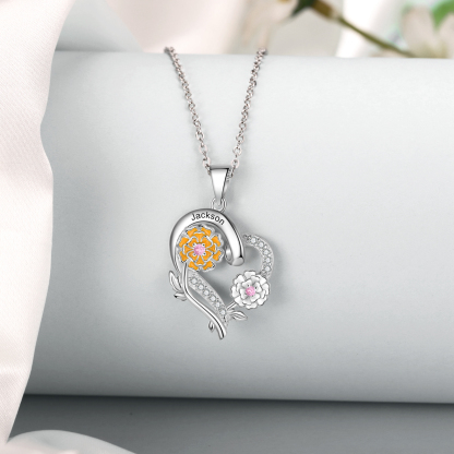 Personalised October  Birthflower Necklace With Birthstones Custom 1 Name Necklace For Her-Jessemade AU