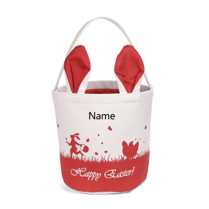 Personalised Bunny Tote Bag Customised with Name Bunny Bucket Bag Easter Gifts-Jessemade AU