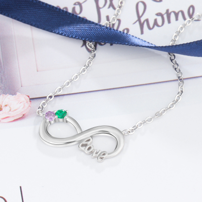 S925 Silver Love Infinity Necklace Personalised  Birthstone Necklace Gifts for Her-Jessemade AU
