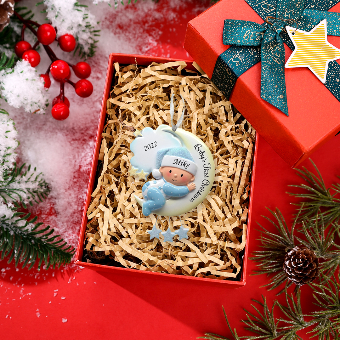 Baby's First Christmas - Wooden Christmas Ornament Customised Name & Text & Year Christmas Gift Personalised Newborn Gift-Jessemade AU